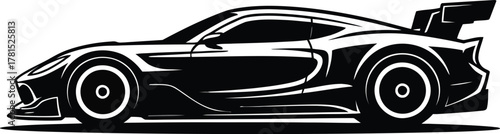 Dynamic sport racing car side view silhouette for automotive design
