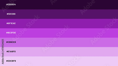 color palette combination with a combination of colors from dark to light with a code once - purple