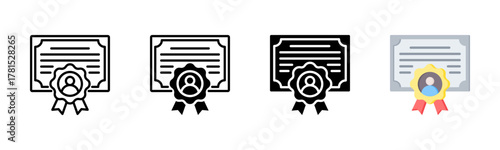 Certificate Icon, Multi Styles Icon Set