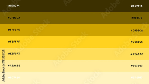 color palette combination with a combination of colors from dark to light with a code once - yellow
