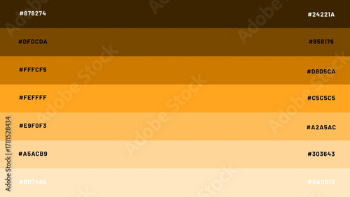 color palette combination with a combination of colors from dark to light with a code once - yellow