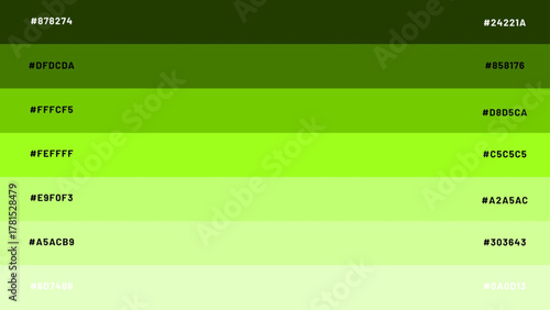 color palette combination with a combination of colors from dark to light with a code once - green