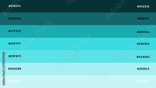 color palette combination with a combination of colors from dark to light with a code once - turquoise