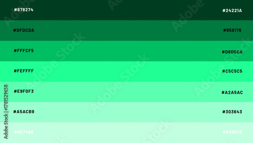 a combination of two color palettes with a combination of colors from dark to light with a code once - green