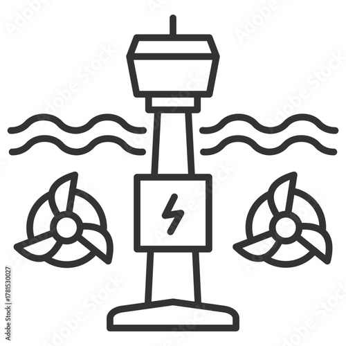 Tidal Power Outline Icon