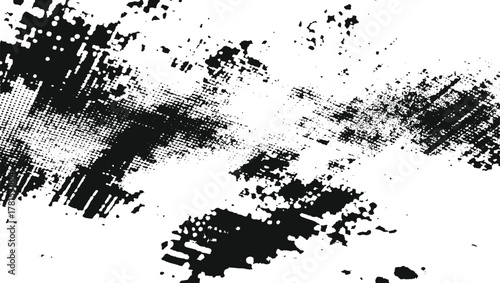 Abstract black and white digital noise pattern with pixelated texture.