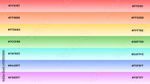 a combination of two color palettes with a combination of various colors along with a code
