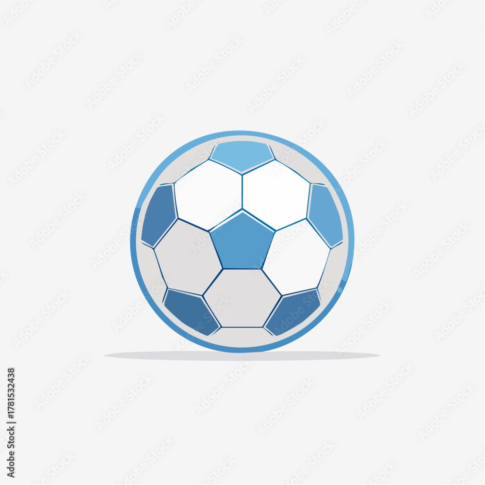 Obraz premium Abstract geometric soccer ball icon with blue accents, a modern and stylized representation