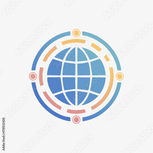 Abstract globe icon symbolizes connectivity, technology, and globalization theme