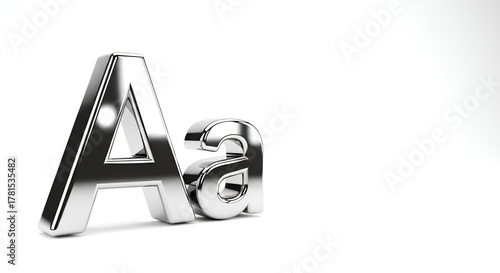 Shiny Metal Capital and Lowercase A Letters Representing Typography and Alphabetical Concepts