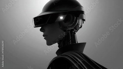 Futuristic humanoid robot profile concept illustration