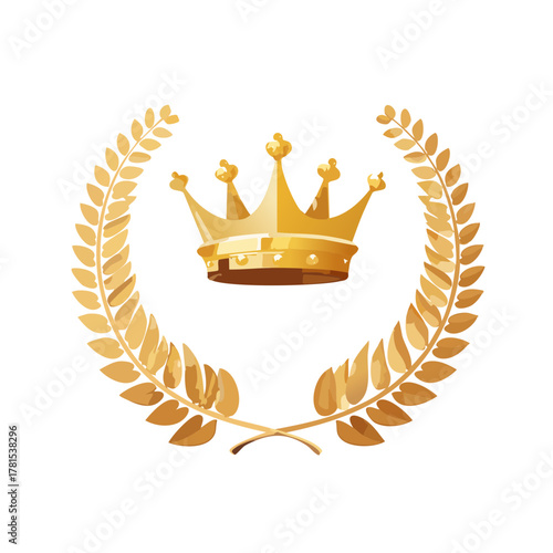 表彰とランキングの金の月桂樹・王冠のベクターイラスト