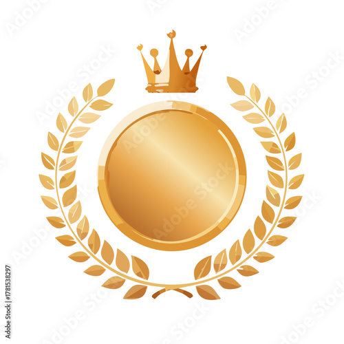 表彰とランキングの金の月桂樹・王冠のベクターイラスト