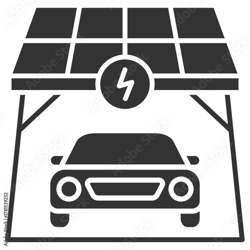 Solar Carport Glyph Icon