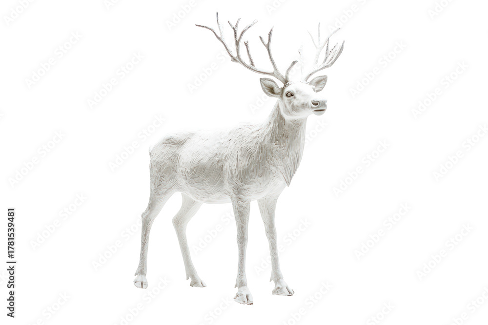 Obraz premium Snow reindeer sculpture ultra realistic high resolution overhead on transparent background