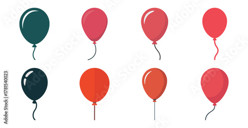 Collection of colorful balloons floating against a white background