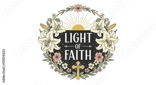 Divine Inspiration floral wreath with light of faith scripture design