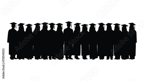 Graduation silhouette lineup isolated on white background, Vector