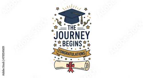 Graduation Achievement Illustration: Celebrating the Start of a New Chapter in