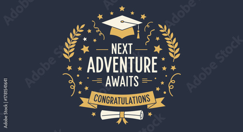 Graduation Adventure Awaits Congratulations Certificate Scroll Design
