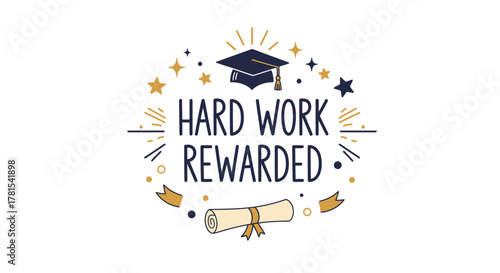 Inspiring academic achievement illustration for graduation success