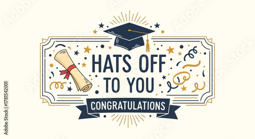 celebratory graduation design with cap diploma and confetti decoration