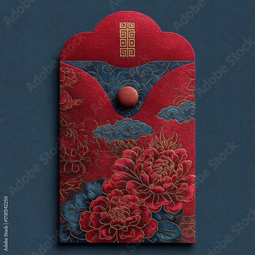 Elegant Lunar New Year Red Envelope with Gold Embossed Design