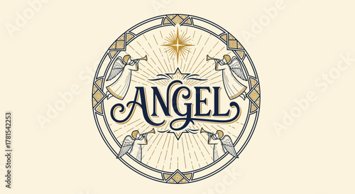 angelic heralds circular emblem for divine inspiration and spiritual grace