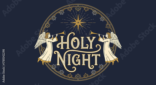 angelic heralds of a sacred eve celestial star shining holy night