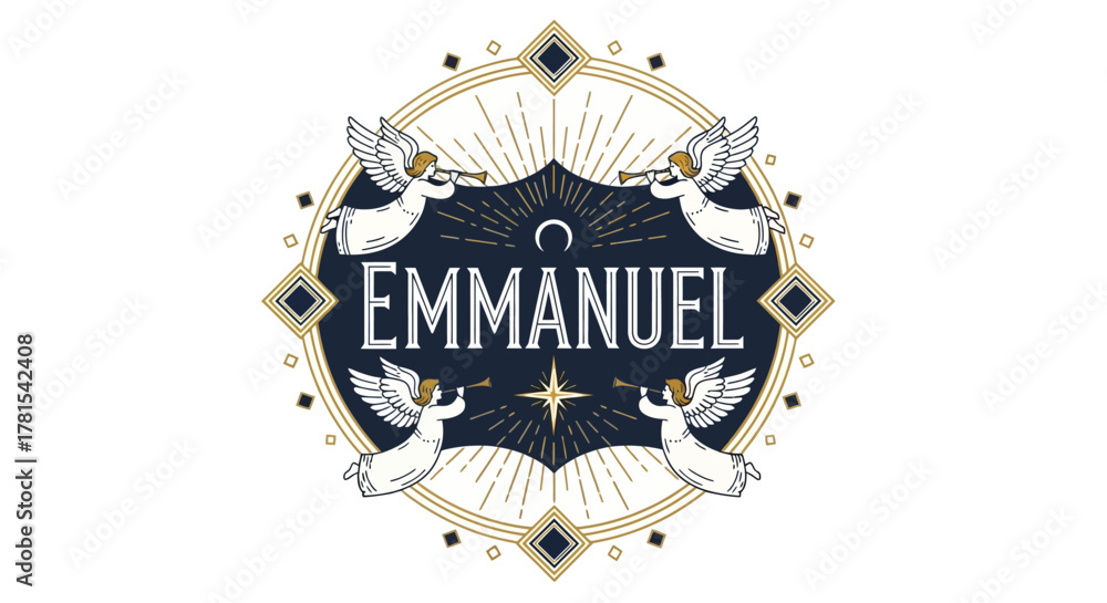 Obraz premium Celestial messenger heralds, divine illustration, angels trumpet news