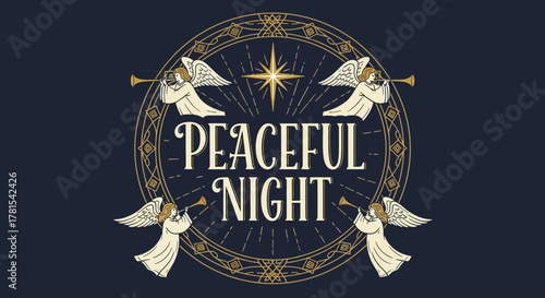 peaceful night celestial celebration with angelic trumpeters illustration