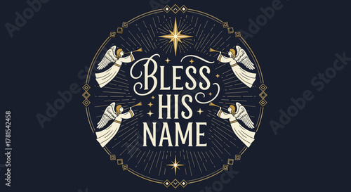 Divine Proclamation: Angels encircling a celestial star illustration