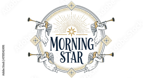 angelic heralds with trumpets announcing the morning star celestial emblem