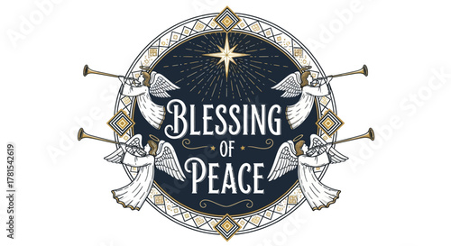 Divine Heraldry: A celestial emblem of harmony and celebratory artistry