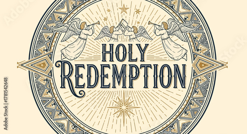 Divine Circle: Angels and Sacred Text in Ornate Celestial Design