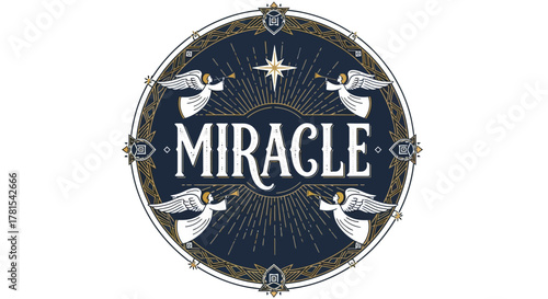 Divine inspiration with a vintage-inspired angel and star motif emblem