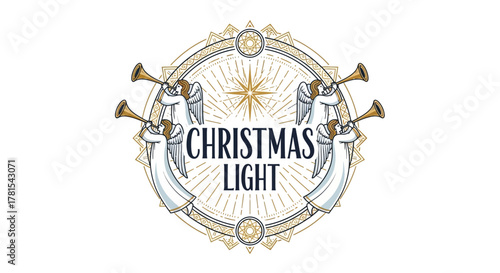 Divine Heraldry: Angelic Proclamation of Yuletide Radiance in Circle Design
