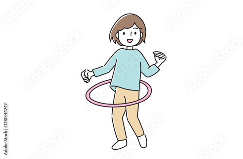 フラフープを楽しむ女性