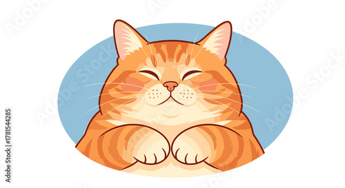 Adorable ginger cat enjoying a blissful nap with a serene smile, perfect for heartwarming pet product ads or cute animal-themed content
