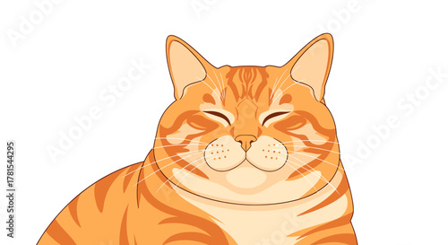 Adorable orange tabby cat with a contented expression, perfect for cheerful designs and heartwarming projects needing a touch of feline sweetness