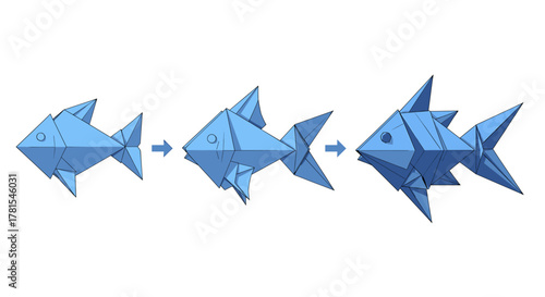 Discover the origami fish evolution process with this charming, step-by-step guide to creating stunning geometric art, perfect for crafting projects