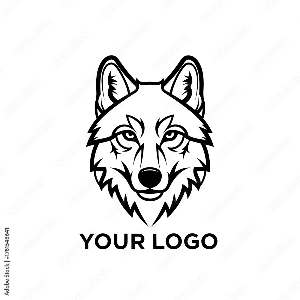 Naklejka premium Bold graphic illustration of a wolf head for a custom logo design
