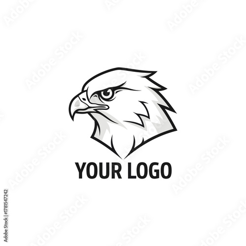 Bold monochromatic raptor profile for customizable brand identity design