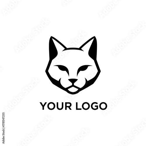 Minimalist feline mascot design, sharp lines and clear definition for branding