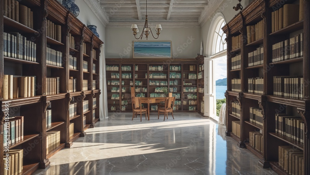 Obraz premium coastal library room