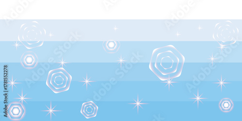 Abstract background with blue stripes, white sparkles, and transparent ripple patterns.