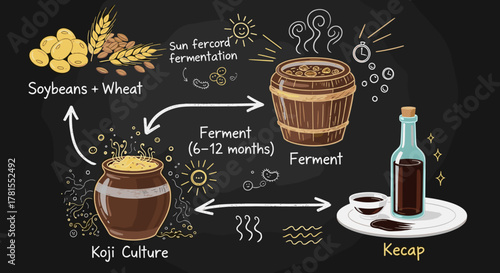 Soybean and Wheat Fermentation Process for Making Kecap A Detailed Illustration