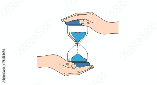 Control time with this stunning hourglass being held in hands, perfect for time management concepts or deadline reminders, timeless design for presentations.