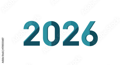 Welcome the New Year 2026 with Striking Teal Numbers, Perfect for Celebrations and Design Projects to Capture the Spirit of Innovation and Future Growth