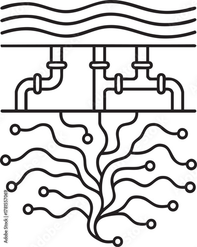 Black Vector Underground Tech Connection Abstract Illustration